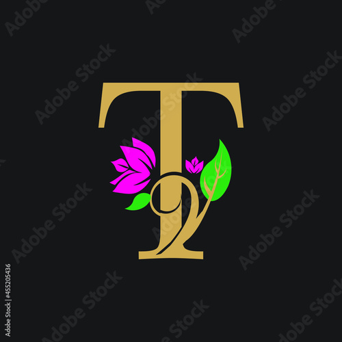 t initial flower logo exclusive design inspiration