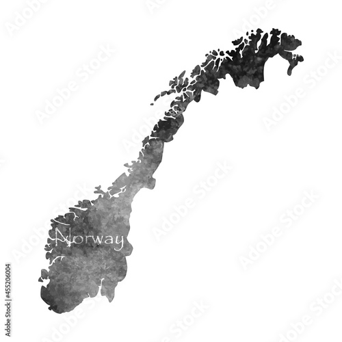 Old abstract grunge map of Norway with ancient map and letters on white background. Vector EPS 10.