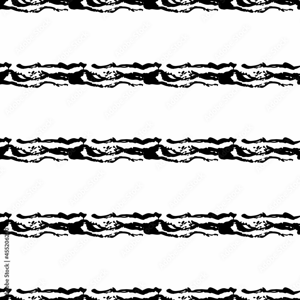 Vector Brush Seamless Pattern Grange Minimalist Geometric Design in Black Color. Modern Grung Collage Background for kids fabric and textile