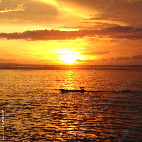 Beautiful Sunset view on the beach  at Lembongan island Bali Indonesia on high resolution image