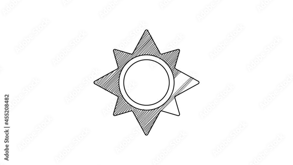 Black line Sun icon isolated on white background. 4K Video motion graphic animation Black line Sun icon isolated on white background. 4K Video motion graphic animation
