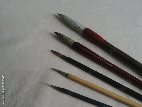 Oriental brush set for Chinese calligraphy and oriental painting.