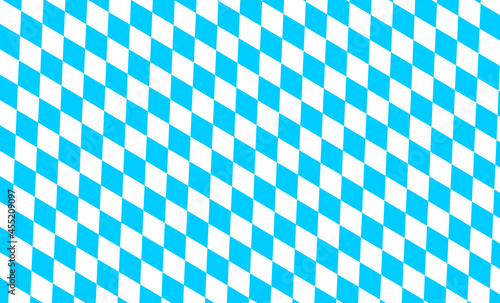 Bavarian lozenge background. Traditional Oktoberfest pattern with blue and white rhombus. Bavaria flag colors. Vector flat illustration. 