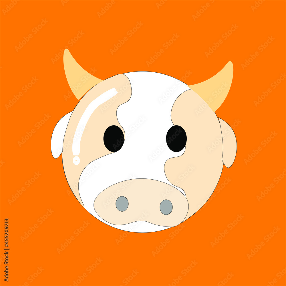 Cute cow portrait on an orange background. Cute cow portrait on an orange background.