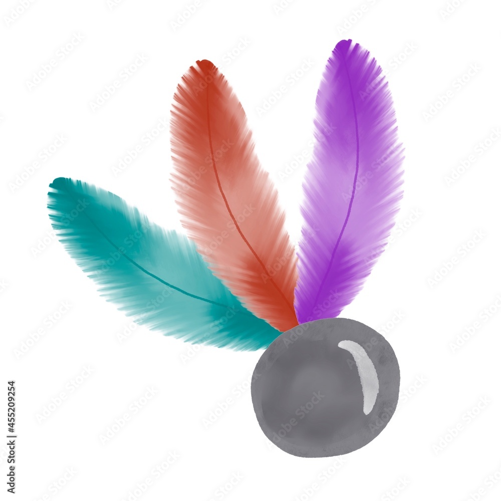 水彩手書き風の羽子板の羽のイラスト Stock イラスト Adobe Stock