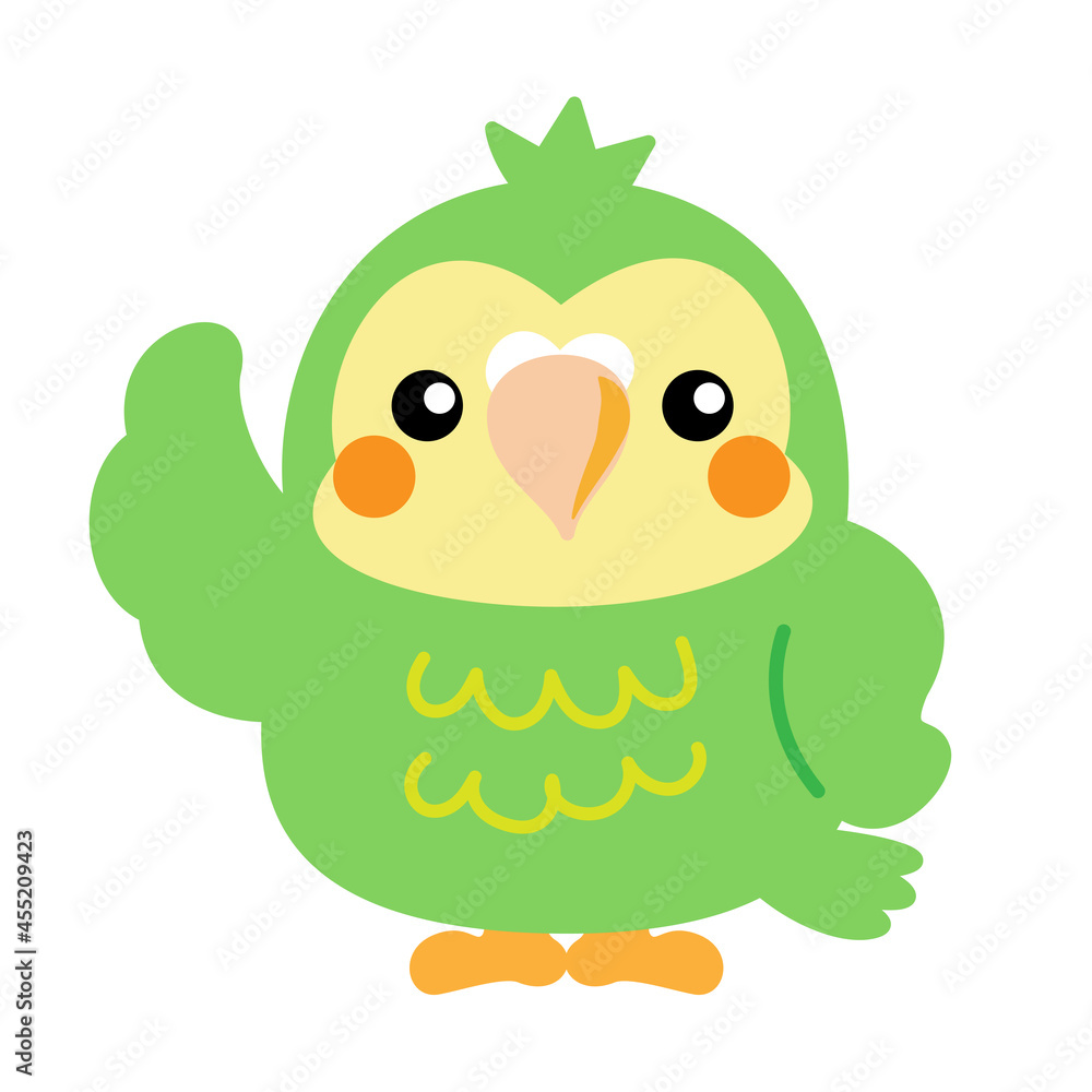 フクロウオウム カカポ オウム 鳥 ニュージーランド イラスト素材 フクロウオウム カカポ オウム 鳥 ニュージーランド イラスト素材