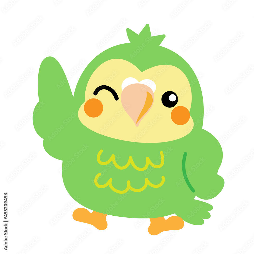 フクロウオウム カカポ オウム 鳥 ニュージーランド イラスト素材 フクロウオウム カカポ オウム 鳥 ニュージーランド イラスト素材