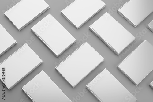 Blank book isolated on gray background. 3D illustration mock-up