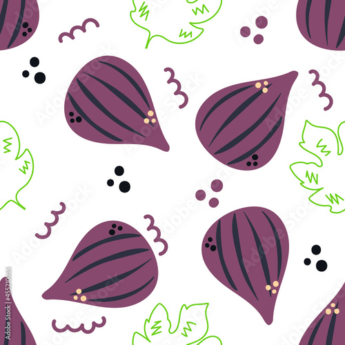 Wallpaper Mural Seamless pattern of hand drawn figs on white background. Torontodigital.ca