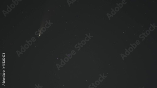 night sky with comet stars and meteors. Neowise C2020 F3 NEOWISE photo