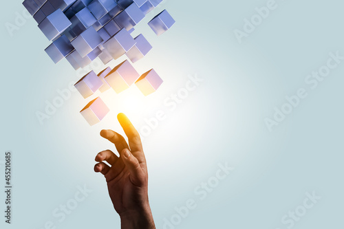 Glowing cubes. Innovation and creativity concept photo