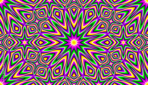 Colorful wrapping paper with stars. Motion illusion. Seamless pattern.