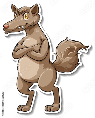 A sticker template of fox cartoon character