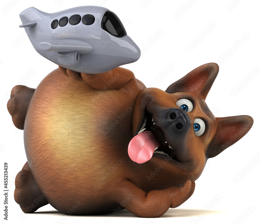 Naklejka premium Fun german shepherd dog - 3D Illustration