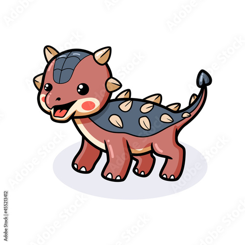 Cute little ankylosaurus dinosaur cartoon