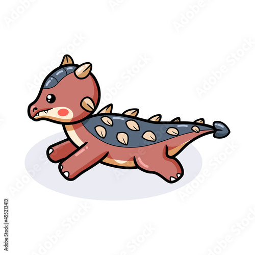 Cute little ankylosaurus dinosaur cartoon running