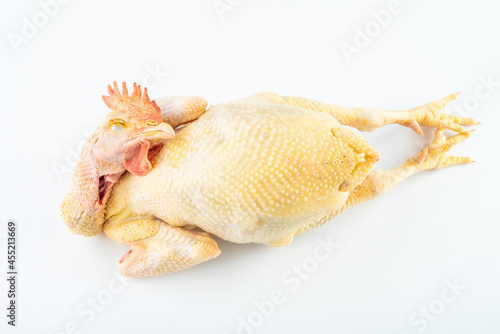 A fresh native chicken on white background