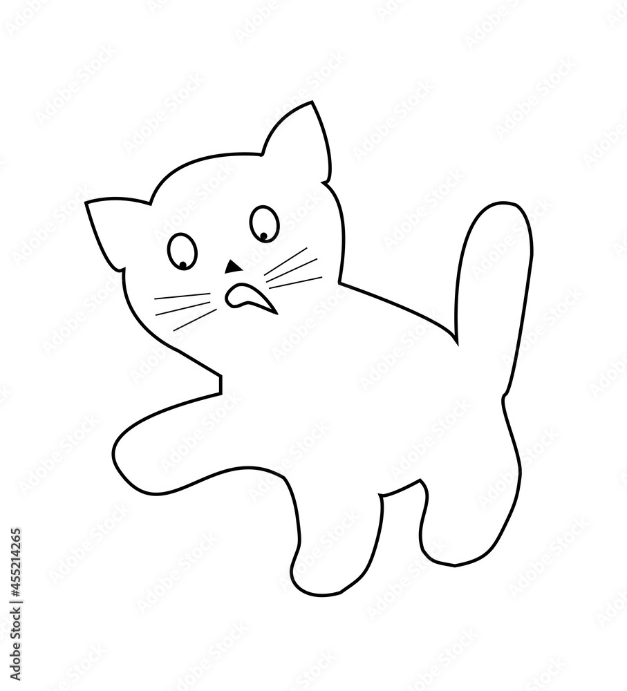 Contour image of a cat with a raised paw Contour image of a cat with a raised paw