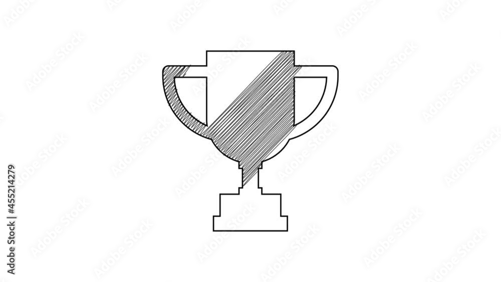 Black line Award cup icon isolated on white background. Winner trophy symbol. Championship or competition trophy. Sports achievement. 4K Video motion graphic animation Black line Award cup icon isolated on white background. Winner trophy symbol. Championship or competition trophy. Sports achievement. 4K Video motion graphic animation