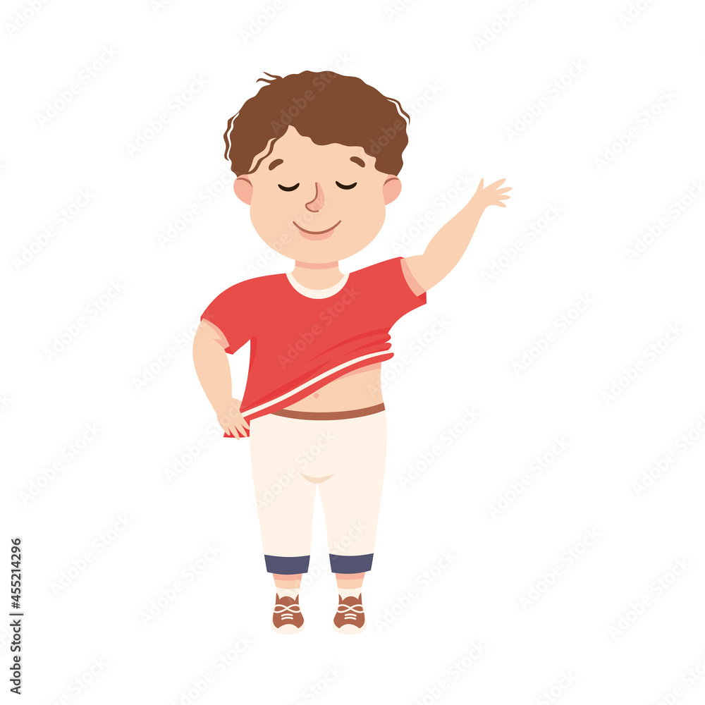 Little Boy Getting Dressed Engaged in Daily Activity and Everyday Routine Vector Illustration