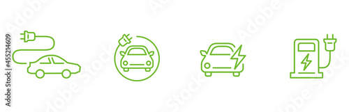 Line Electro Car Icons vector