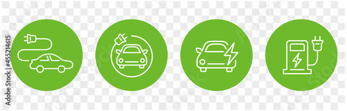 Line Electro Car Icons vector