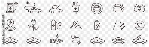 Line Electro Car Icons vector