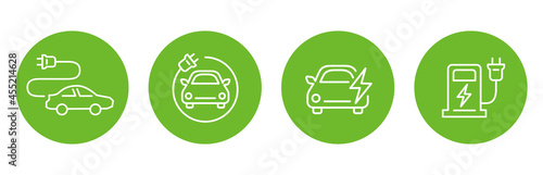 Line Electro Car Icons vector