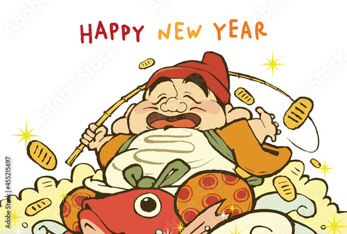 2022年　寅年　年賀状　えびす様のイラスト