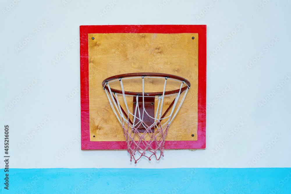 Square Basketball hoop in a Russian gymnasium at a provincial school