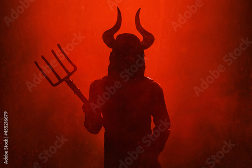 Canvas Print Scary devil silhouette. halloween theme
