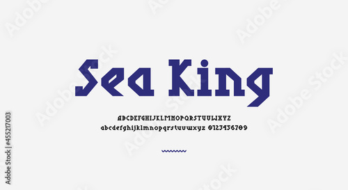 Slab serif letters font in viking style for logo and headline design