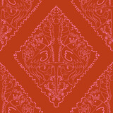 Damask inspired vector seamless repeat pattern print background