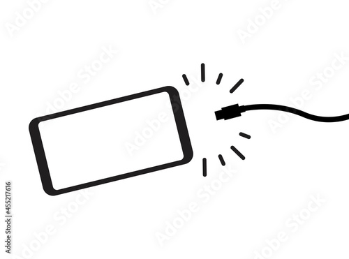 Phone Charging icon with a plug. Connection and Disconnection vector illustration. wire, cable of charge for smartphone isolated on white background