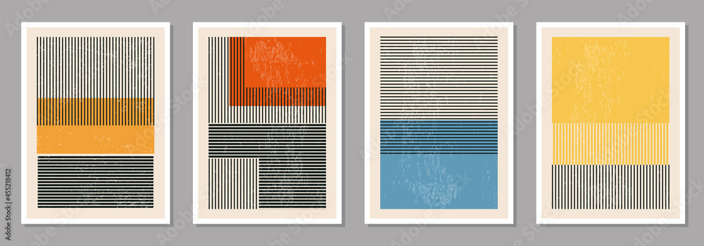 Set of minimal 20s geometric design posters, vector template - obrazy, fototapety, plakaty 