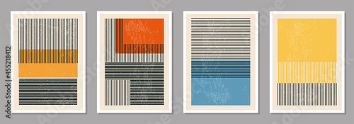 Set of minimal 20s geometric design posters, vector template