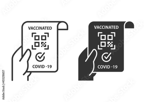 QR code of the vaccination passport icon. Vector illustration.
