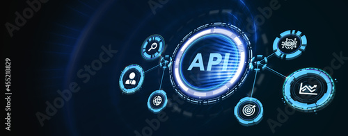 API - Application Programming Interface. Software development tool. Business, modern technology, internet and networking concept. 3d illustration