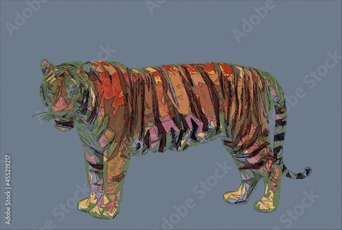 Tiger side view. Colorful i...