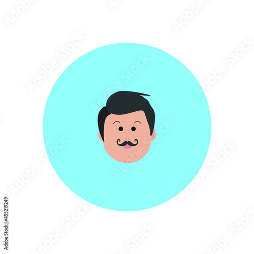 Obraz na płótnie young man face avatar with mustache on blue background w salonie