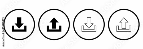 download, upload icon vector with arrow symbol illustrations