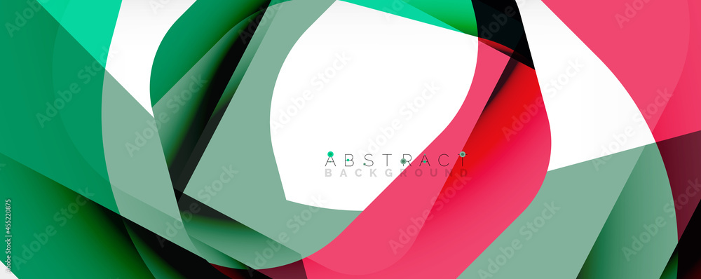 Obraz premium Minimal abstract background - color overlapping shapes on white with shadow lines. Vector Illustration For Wallpaper, Banner, Background, Landing Page