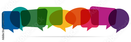 colored speech bubbles in a row
