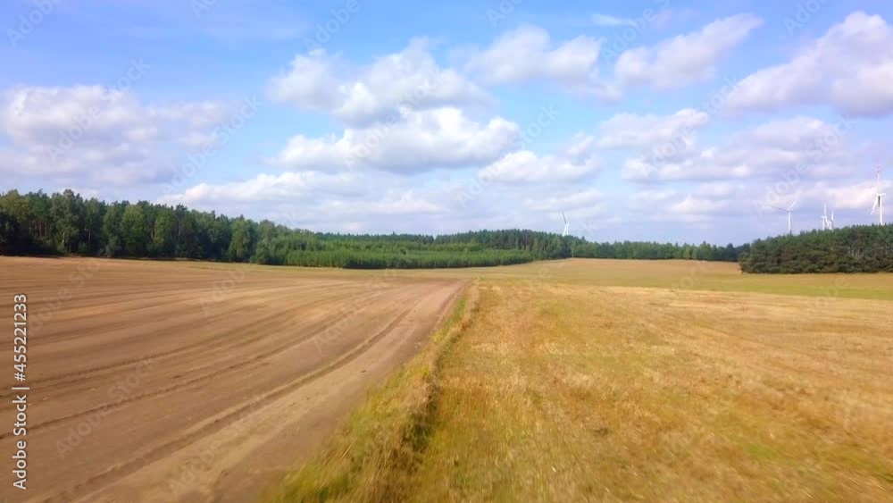 4k AERIAL with flight over autumnal field. 4k AERIAL with flight over autumnal field.