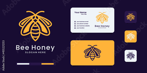 Honey bee logo with unique outline style logo design inspiration.
