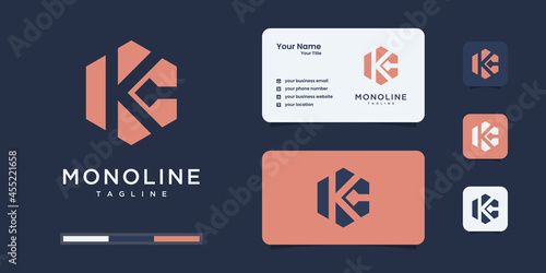 Set of abstract initial k & c or kc monogram logo design, icons for business or branding.