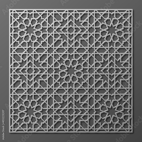 Laser Cutting Template. Decorative Lattice. Middle Eastern Geometric Pattern.
