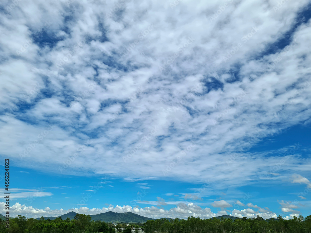Blue sky and clouds forest mountain view Blue sky and clouds forest mountain view