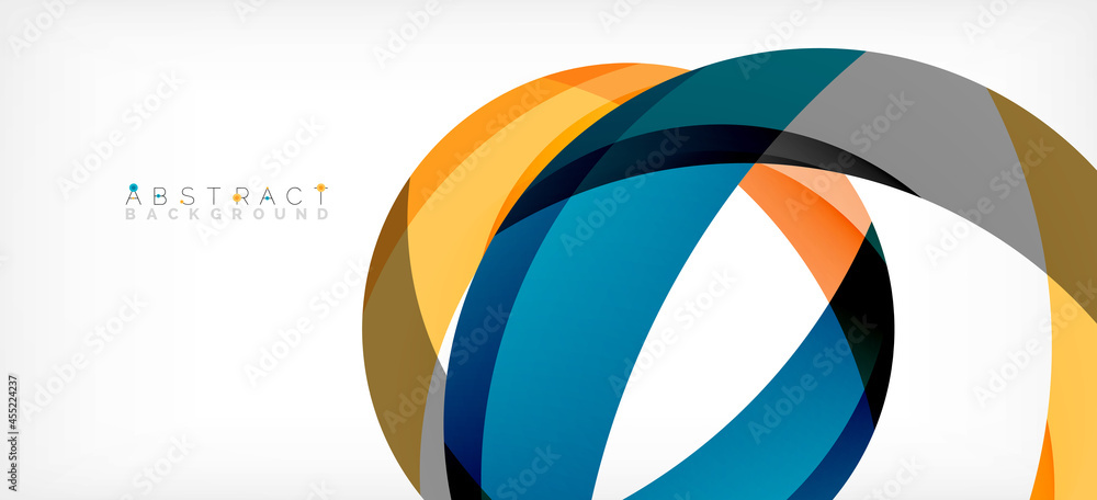 Geometric abstract background. Circle created with overlapping color shapes. Vector Illustration For Wallpaper, Banner, Background, Landing Page Geometric abstract background. Circle created with overlapping color shapes. Vector Illustration For Wallpaper, Banner, Background, Landing Page