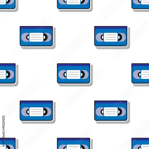 Video cassette seamless pattern. Vector illustration.